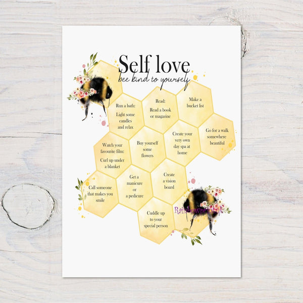 Bee Honeycomb Motivational A4 Wall Art Print - for the Bedroom, Study, Office, Workplace Wall Print, Motivate, Bees, Ideal Gift - Rainbowprint.uk