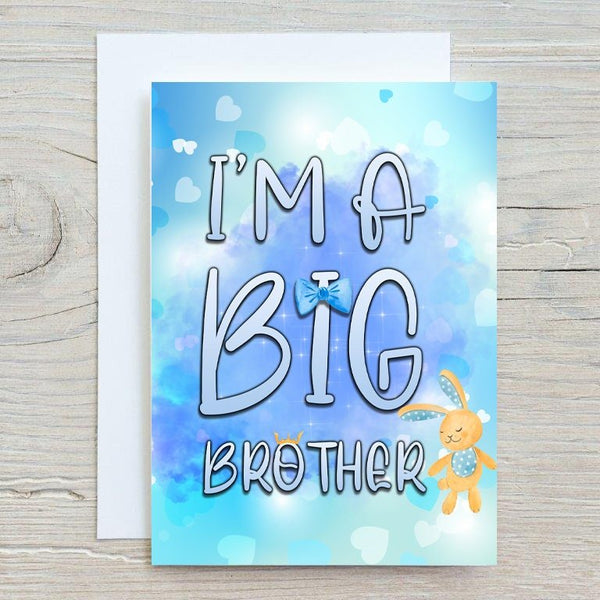 Big Brother, I'm A Big Brother, Personalised Glossy A5 Greetings Card, New Baby, Birth, Blank Inside - Rainbowprint.uk