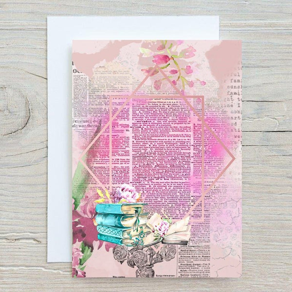 Books, Reading, Chapters, Book Lovers, Personalised Glossy A5 Greetings Card, Motivational, Get Well, Library, Blank Inside - Rainbowprint.uk