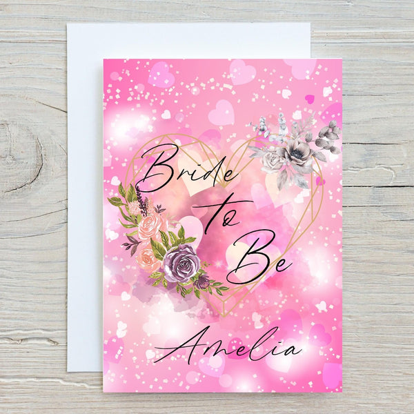 Bride To Be Personalised Greetings Card, Glossy Card to celebrate Wedding, Engagement, For The Bride - Rainbowprint.uk