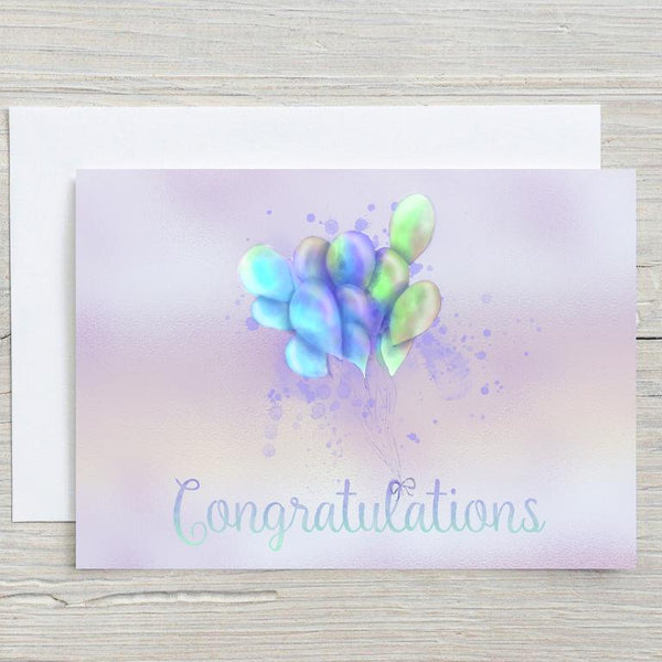 Congratulations Balloon A5 Glossy Personalised Card, with any name printed on the front, Wedding, Engagement, New Job, Birthday - Rainbowprint.uk