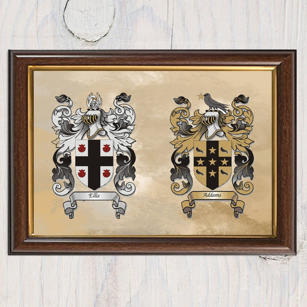 Family Crest A4 Wall Print for Couples, Heraldry Genealogy, Coat of Arms Surname, Birthday, Wedding, Anniversary, Christmas Gift - Rainbowprint.uk