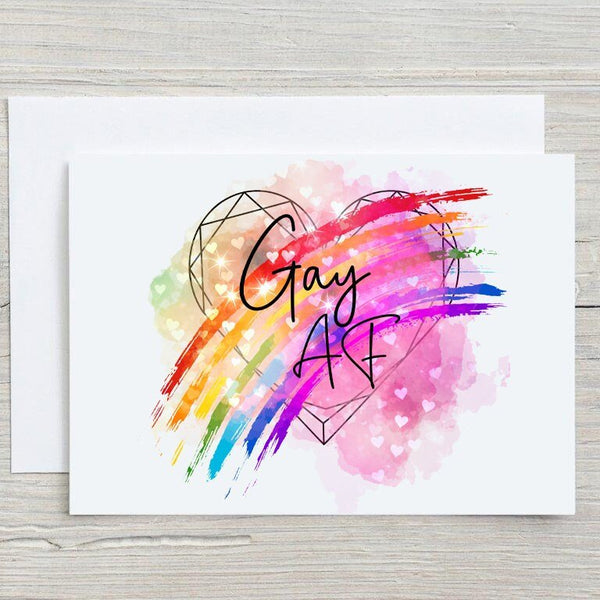 Gay AF Personalised Glossy A5 Greetings Card, Motivational, Wedding, Anniversary, LGBTQ, Blank Inside - Rainbowprint.uk