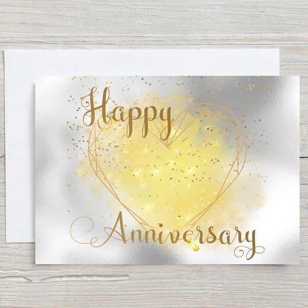 Gold Wedding Anniversary Personalised Glossy A5 Greetings Card, 50 year Anniversary, Congratulations, Blank Inside - Rainbowprint.uk