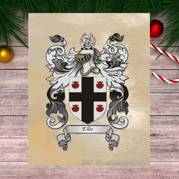 Heraldry/Genealogy/Family Crest/Family Name/Coat of Arms/Surname History A4 Wall Print on Glossy Card - Rainbowprint.uk
