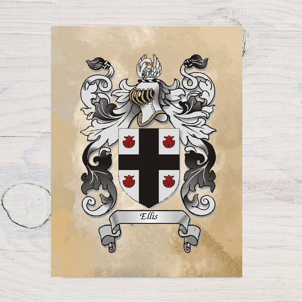 Heraldry/Genealogy/Family Crest/Family Name/Coat of Arms/Surname History A4 Wall Print on Glossy Card - Rainbowprint.uk