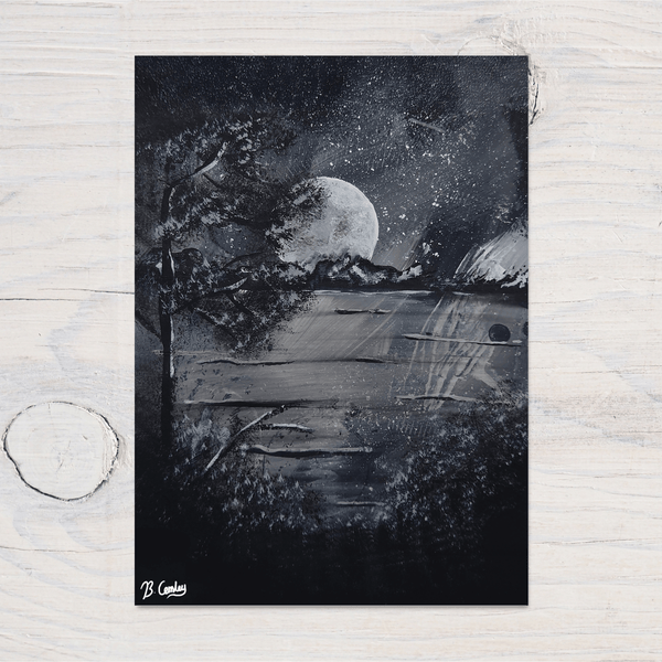 Moon Mountains Greetings Card, can be personalised - Rainbowprint.uk