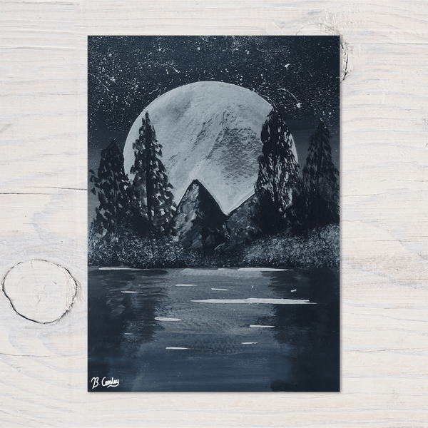 Mountain Moon A5 Greetings Card, can be personalised - Rainbowprint.uk