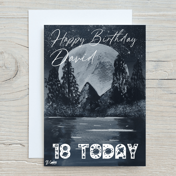 Mountain Moon A5 Greetings Card, can be personalised - Rainbowprint.uk