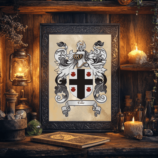 Set of 4 Family Crest Coasters - Wedding, Anniversary, Gift for Parents, Grandparents, unique - Rainbowprint.uk