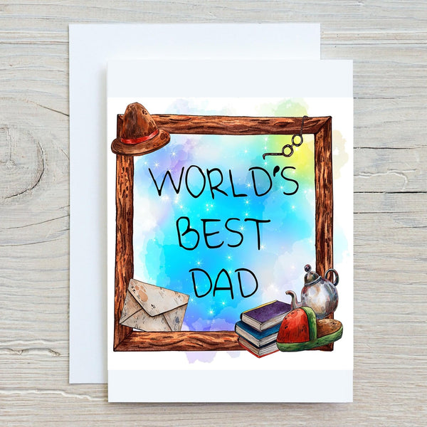 World's Best Dad Personalised Glossy A5 Greetings Card, Birthdays, Fathers Day, Thank You Card, Love You Dad, blank inside - Rainbowprint.uk