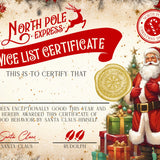 10 x Christmas North Pole Bulk A4 glossy Nice List Certificate - Blank for you to fill in - 6 versions - Rainbowprint.uk
