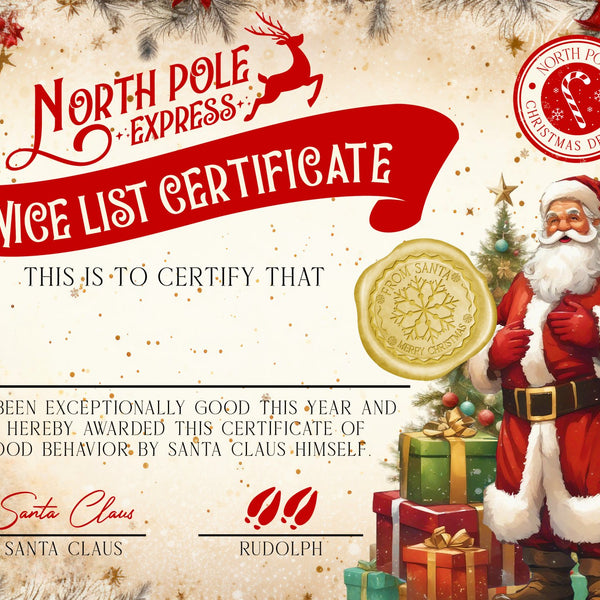 10 x Christmas North Pole Bulk A4 glossy Nice List Certificate - Blank for you to fill in - 6 versions - Rainbowprint.uk