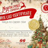 10 x Christmas North Pole Bulk A4 glossy Nice List Certificate - Blank for you to fill in - 6 versions - Rainbowprint.uk