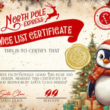 10 x Christmas North Pole Bulk A4 glossy Nice List Certificate - Blank for you to fill in - 6 versions - Rainbowprint.uk