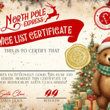 10 x Christmas North Pole Bulk A4 glossy Nice List Certificate - Blank for you to fill in - 6 versions - Rainbowprint.uk