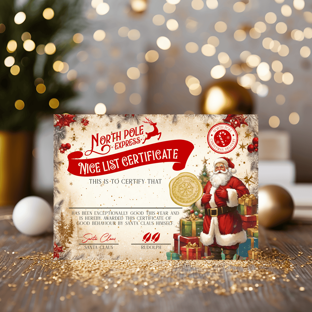 25 x Christmas North Pole Bulk A4 glossy Nice List Certificate - Blank for stalls etc - Rainbowprint.uk