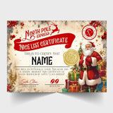 25 x Christmas North Pole Bulk A4 glossy Nice List Certificate - Blank for you to fill in - 6 versions - Rainbowprint.uk