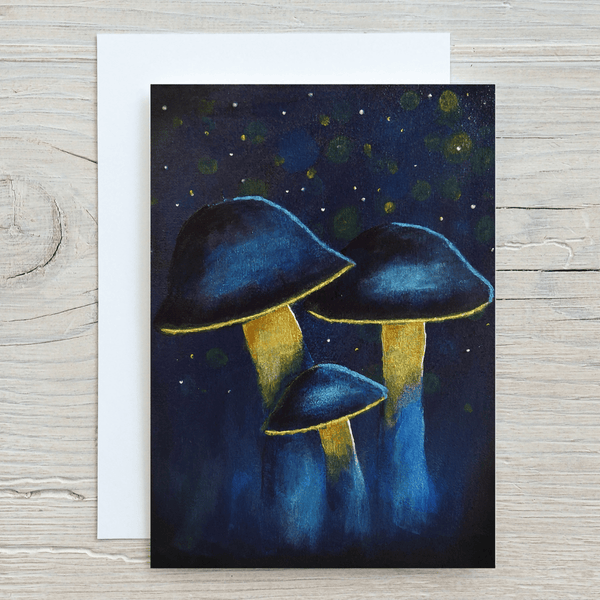 3 Mushrooms Print on 260gsm glossy art card canvas effect stunning print - Rainbowprint.uk