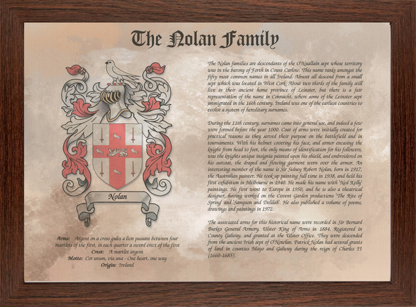 Framed Family Crest & Surname History Print: Personalised Heraldry Wall Art Gift