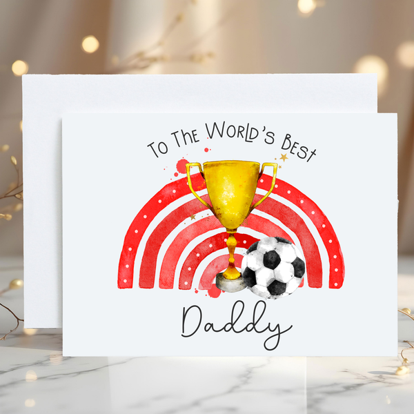 Football Greetings Card for Daddy: Reds, can be personalised