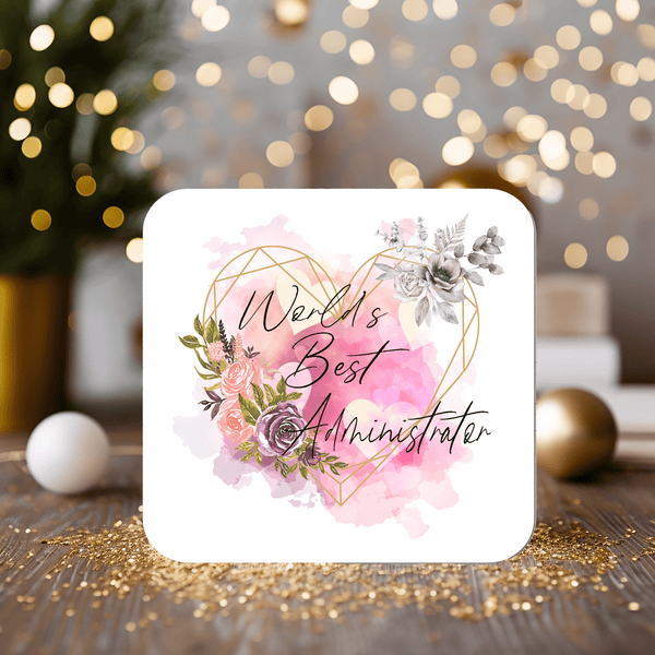 Administrator Coaster Gift: can be personalised - Rainbowprint.uk