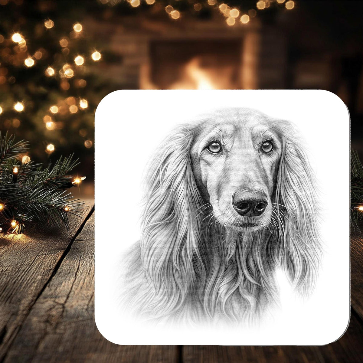 Afghan Dog Coaster: personalised with any wording - Rainbowprint.uk