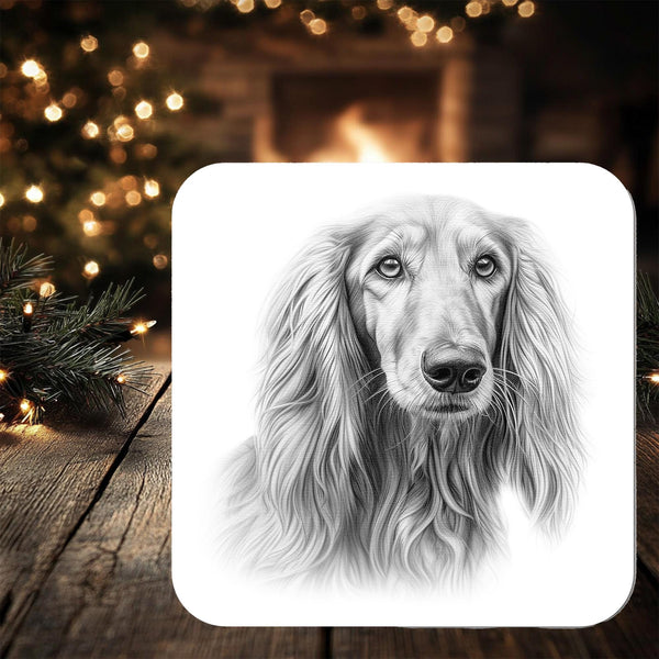 Afghan Dog Coaster: personalised with any wording - Rainbowprint.uk