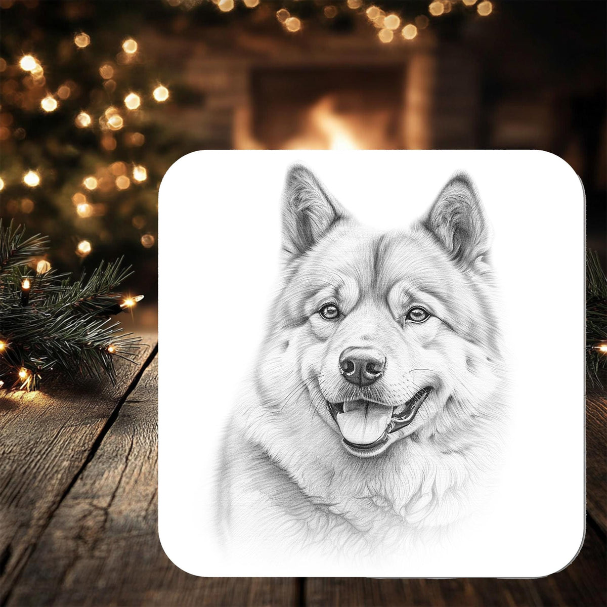 Akita Dog Coaster: can be personalised with any wording - Rainbowprint.uk