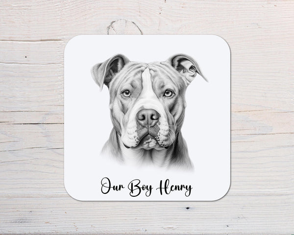 American Bulldog Coaster personalised with any wording - Rainbowprint.uk