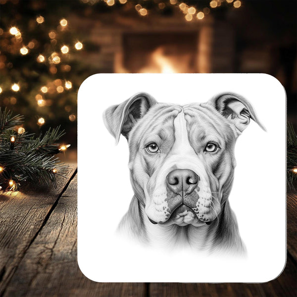 American Bulldog Coaster personalised with any wording - Rainbowprint.uk