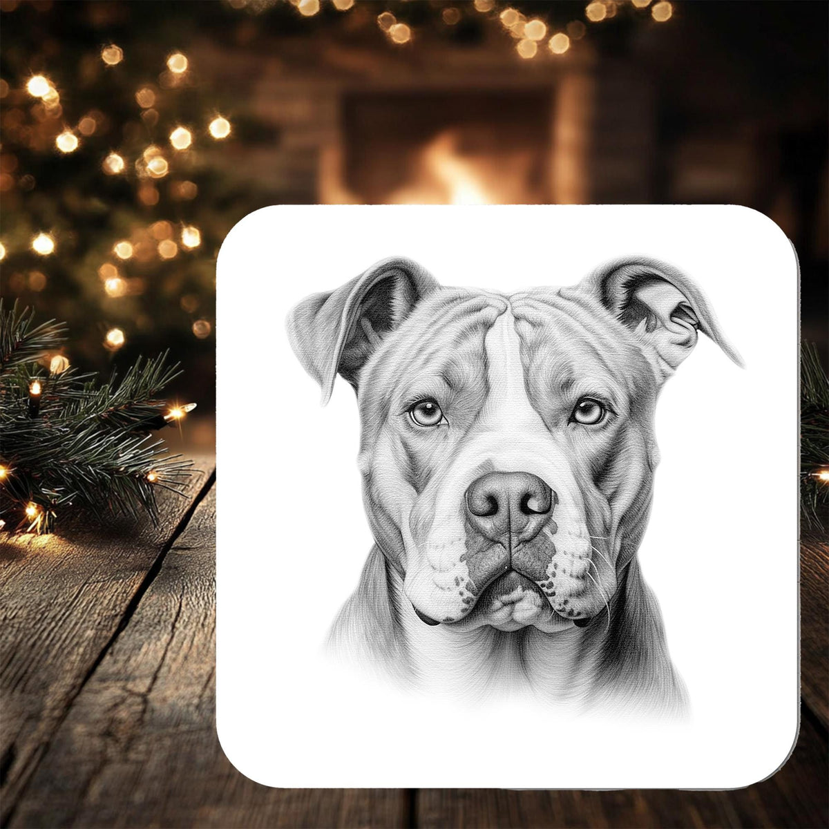 American Bulldog Coaster personalised with any wording - Rainbowprint.uk