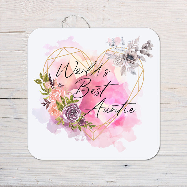 Auntie Coaster Gift: can be personalised - Rainbowprint.uk