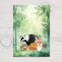 Badger Fox Hedgehog Wildlife Art Print: Hand Drawn A4 Glossy Card - Rainbowprint.uk