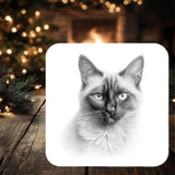 Balinese Cat Coaster: personalised with any wording - Rainbowprint.uk