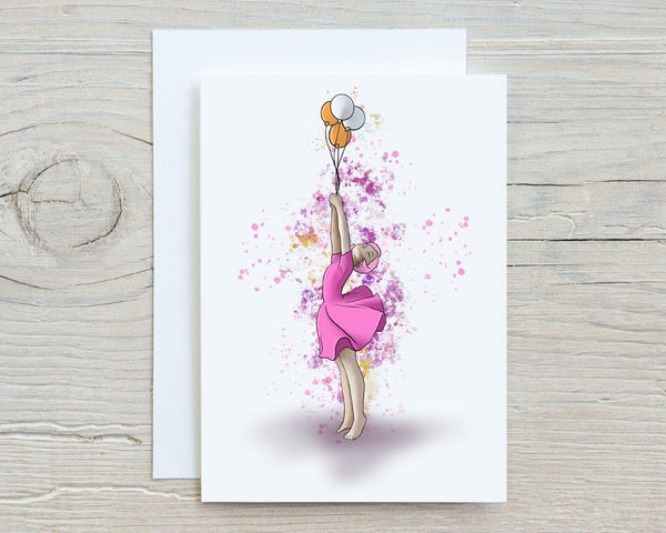 Ballerina A5 Glossy Personalised Card, with any name printed on the front, pretty pink design - Rainbowprint.uk