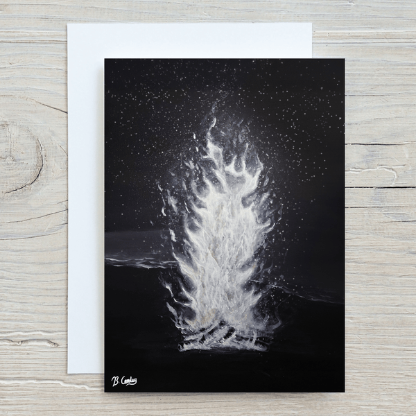 "Beach Fire" A5 Glossy Greetings Card, can be personalised - Rainbowprint.uk