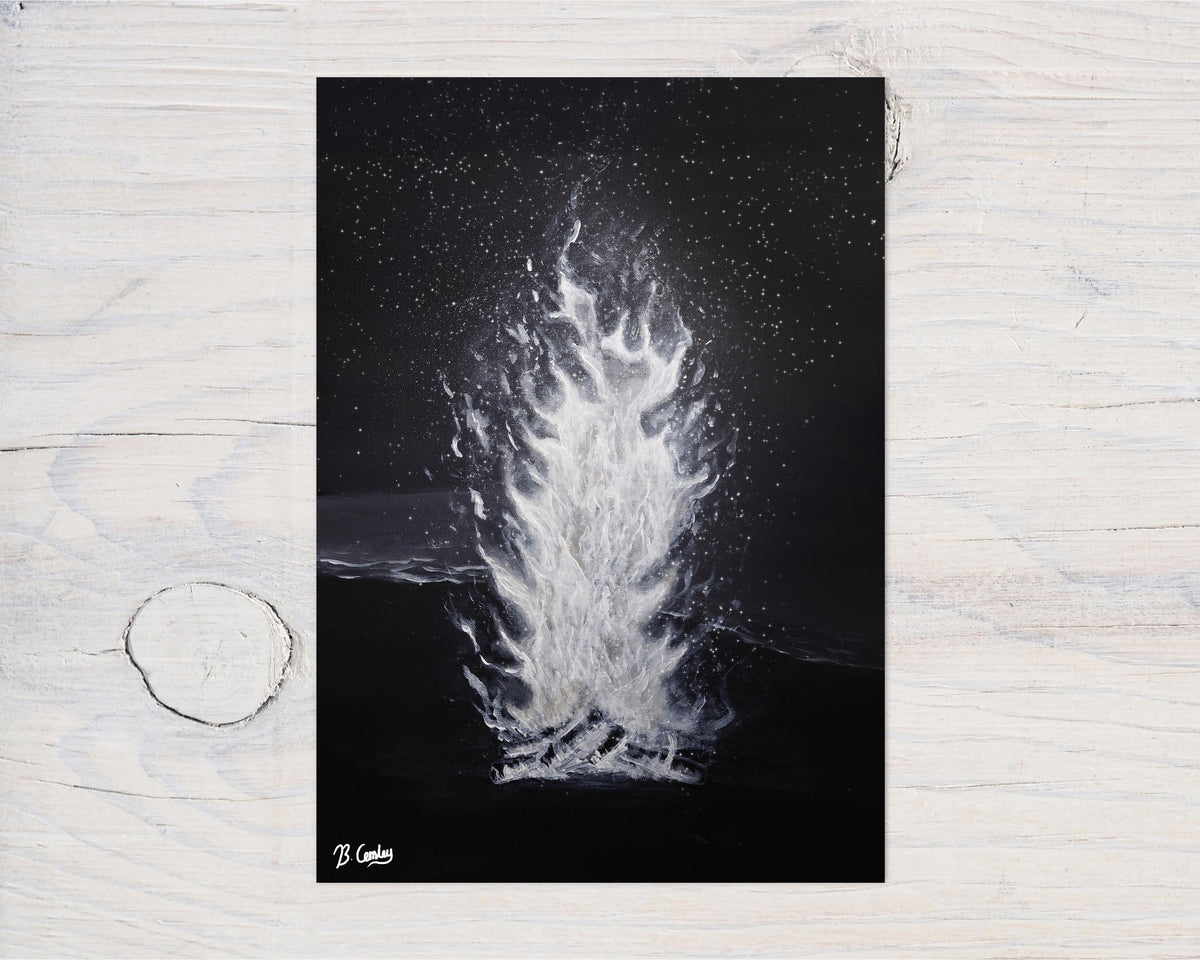 Beach Fire" A5 Glossy Greetings Card, can be personalised - Rainbowprint.uk