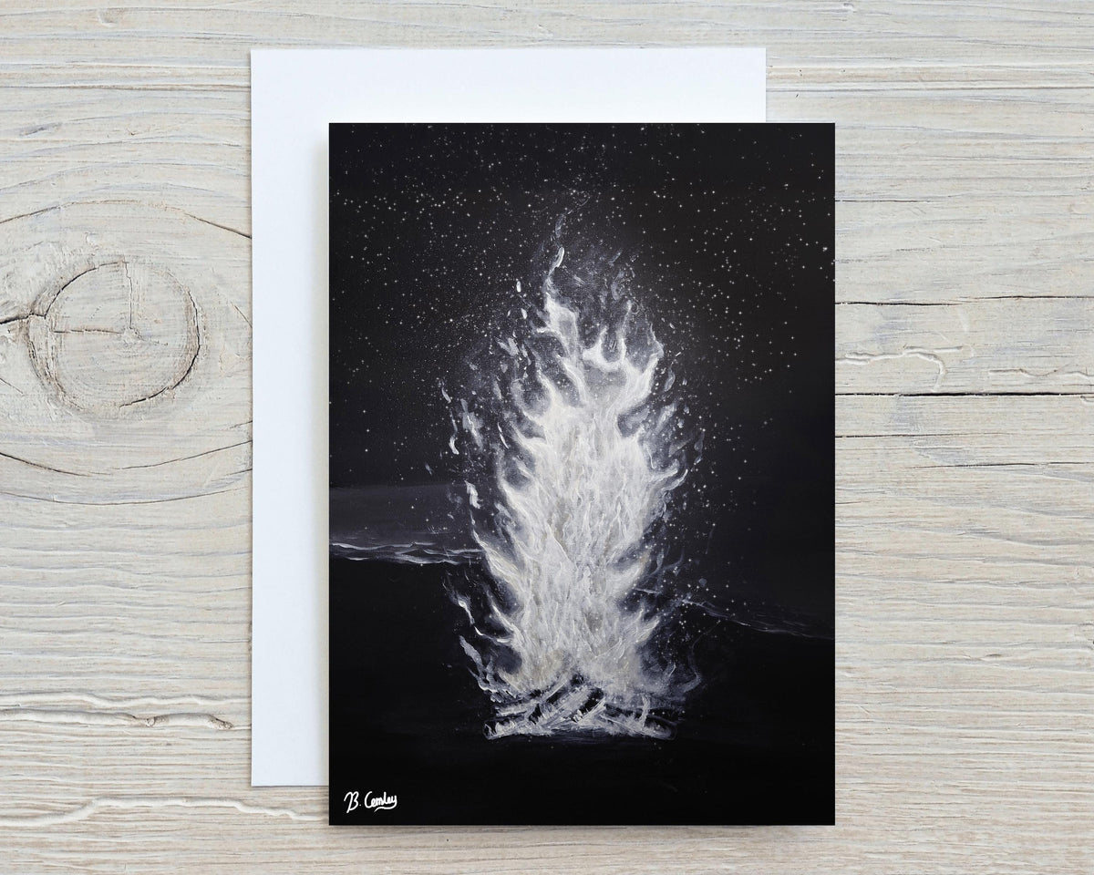 Beach Fire" A5 Glossy Greetings Card, can be personalised - Rainbowprint.uk