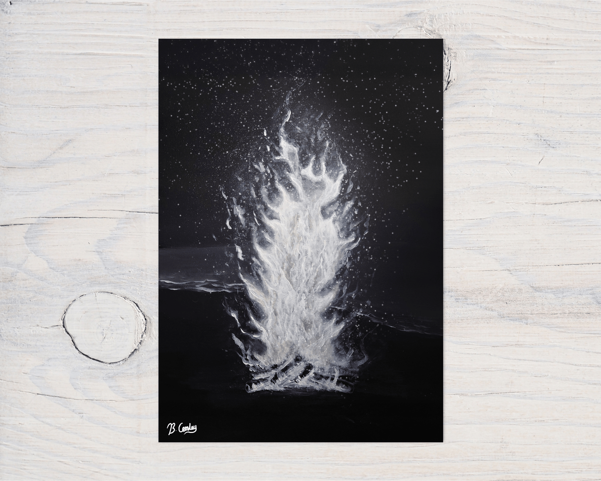 "Beach Fire" A5 Glossy Greetings Card, can be personalised - Rainbowprint.uk