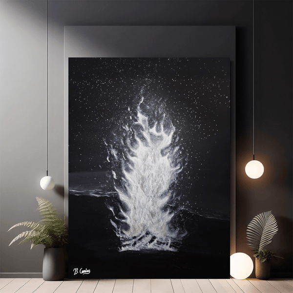 "Beach Fire" - Hand Painted Canvas 50x40cm - Rainbowprint.uk