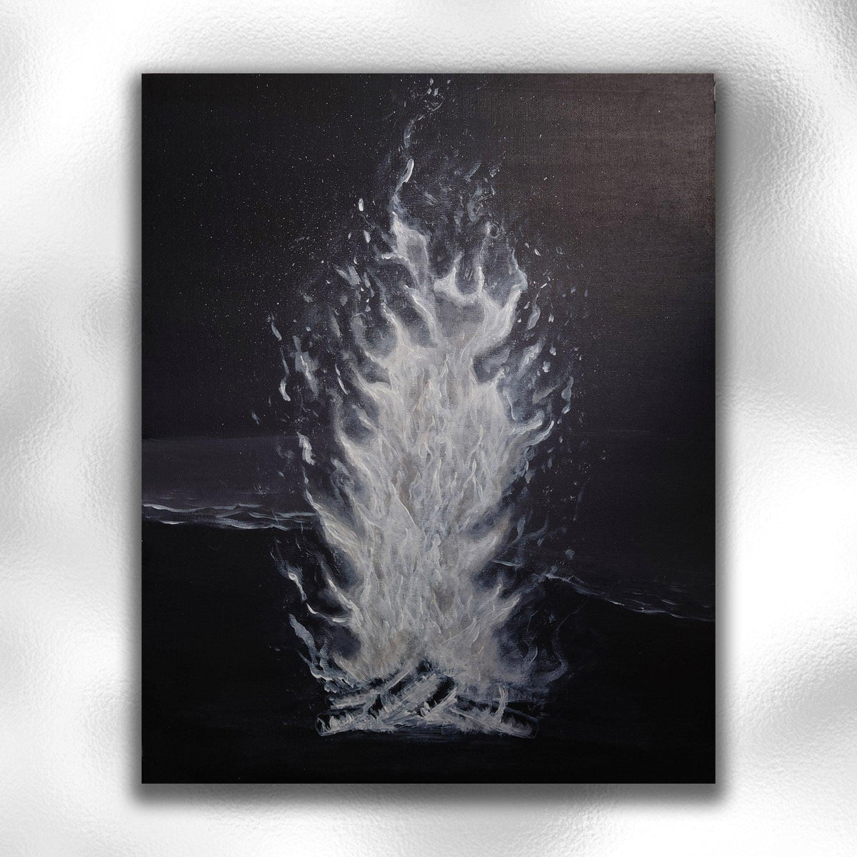 Beach Fire - Original Art Hand Painted Canvas 50x40cm - Rainbowprint.uk