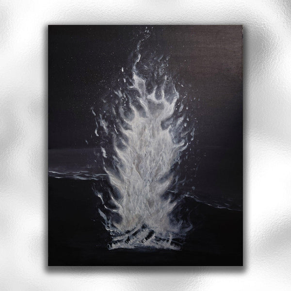 Beach Fire - Original Art Hand Painted Canvas 50x40cm - Rainbowprint.uk