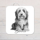 Bearded Collie Dog Coaster personalised with any wording - Rainbowprint.uk
