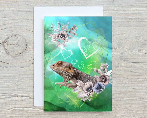 Bearded Dragon Birthday Card, Beardie, Personalised Glossy A5 Card, Happy Birthday, Thank You Card, Blank Inside - Rainbowprint.uk