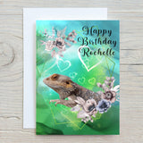 Bearded Dragon Birthday Card, Beardie, Personalised Glossy A5 Card, Happy Birthday, Thank You Card, Blank Inside - Rainbowprint.uk