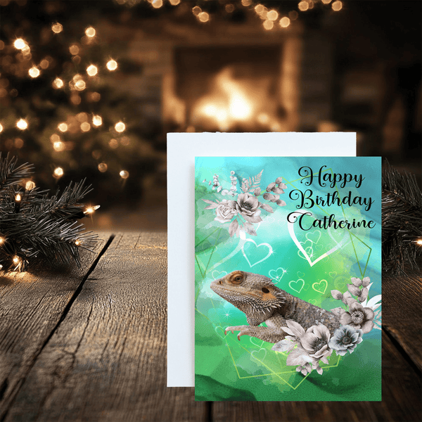 Bearded Dragon Birthday Card - Beardie Personalised Greetings - Rainbowprint.uk