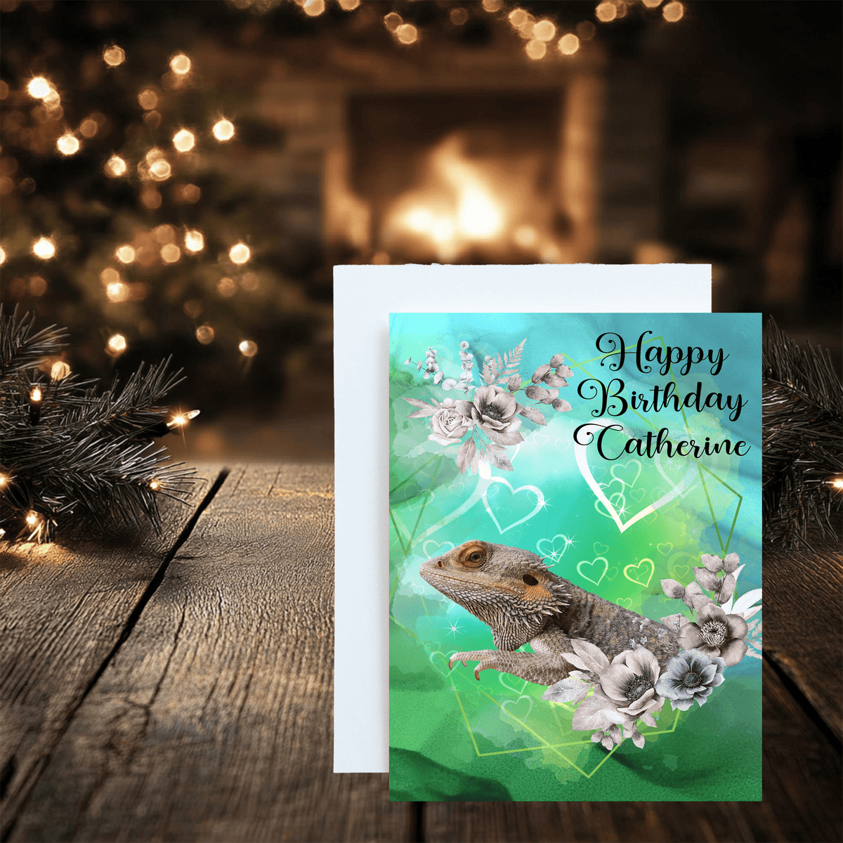 Bearded Dragon Birthday Card - Beardie Personalised Greetings - Rainbowprint.uk