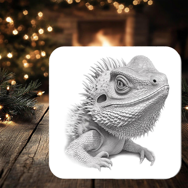 Bearded Dragon Coaster Gift: can be personalised - Rainbowprint.uk