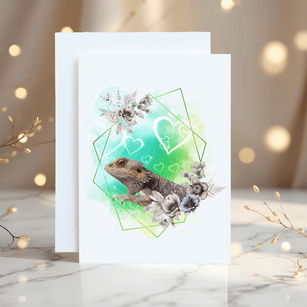 Bearded Dragon Greetings Card: can be personalised - Rainbowprint.uk